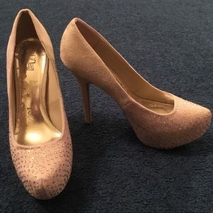 Brash Rhinestone Nude Heels